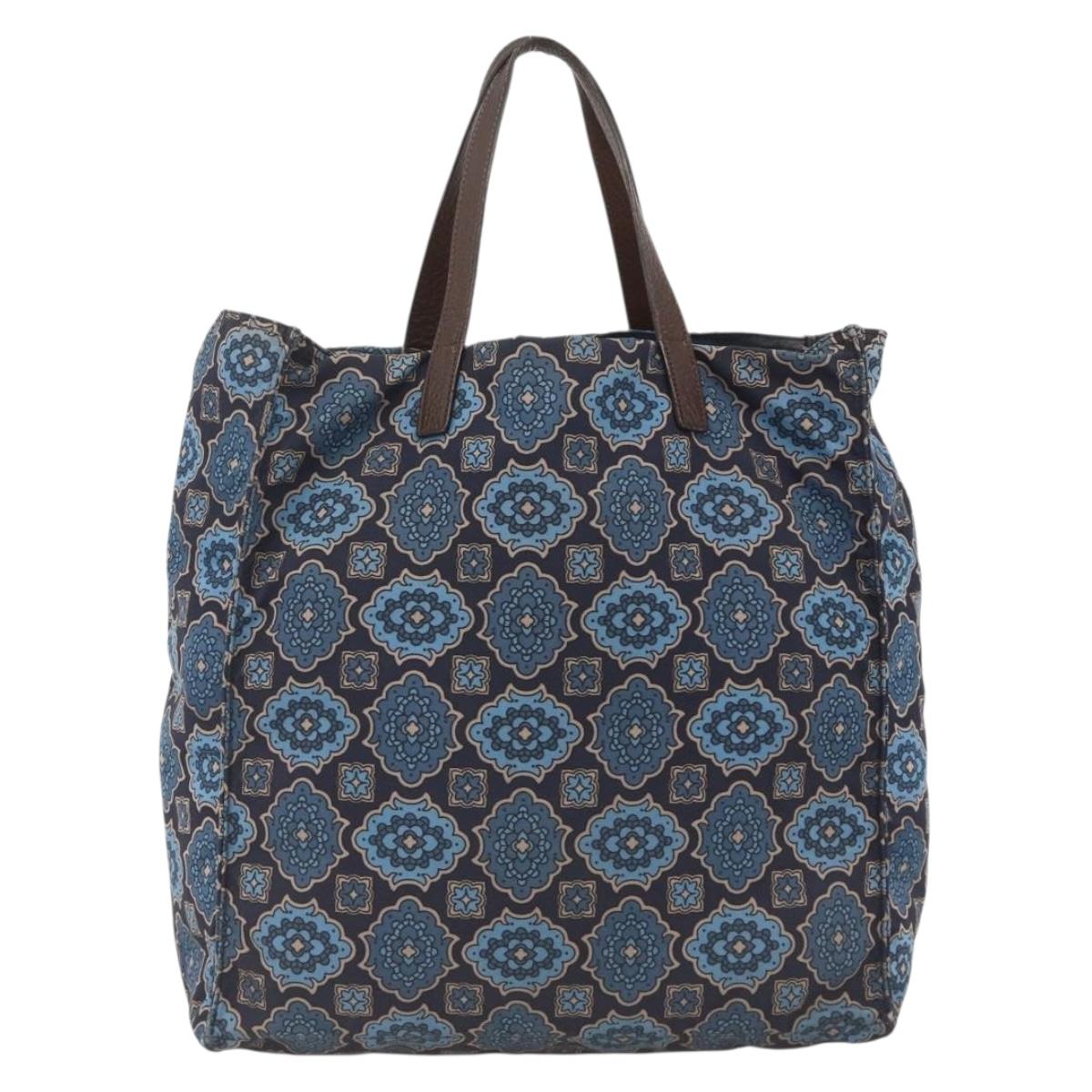 PRADA Tote Bag Nylon Blue Silver Auth ka3477A
