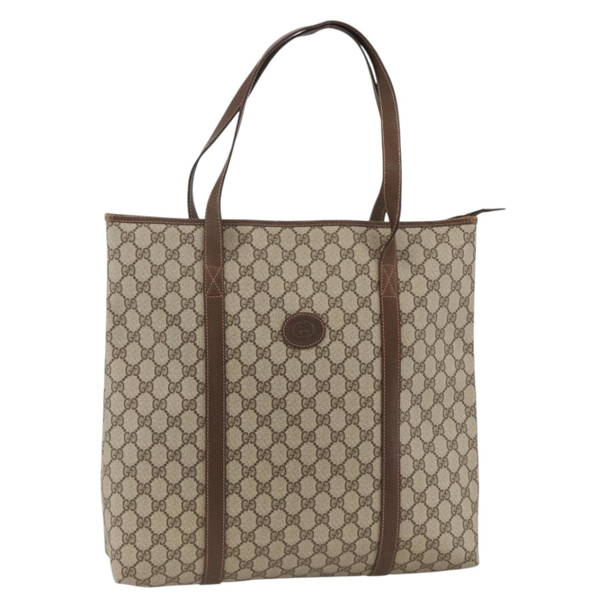 GUCCI GG Supreme Tote Bag PVC Beige 40 02 110 Auth ka3481A