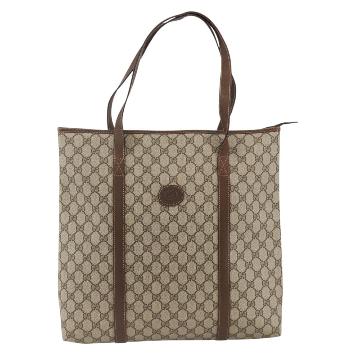 GUCCI GG Supreme Tote Bag PVC Beige 40 02 110 Auth ka3481A