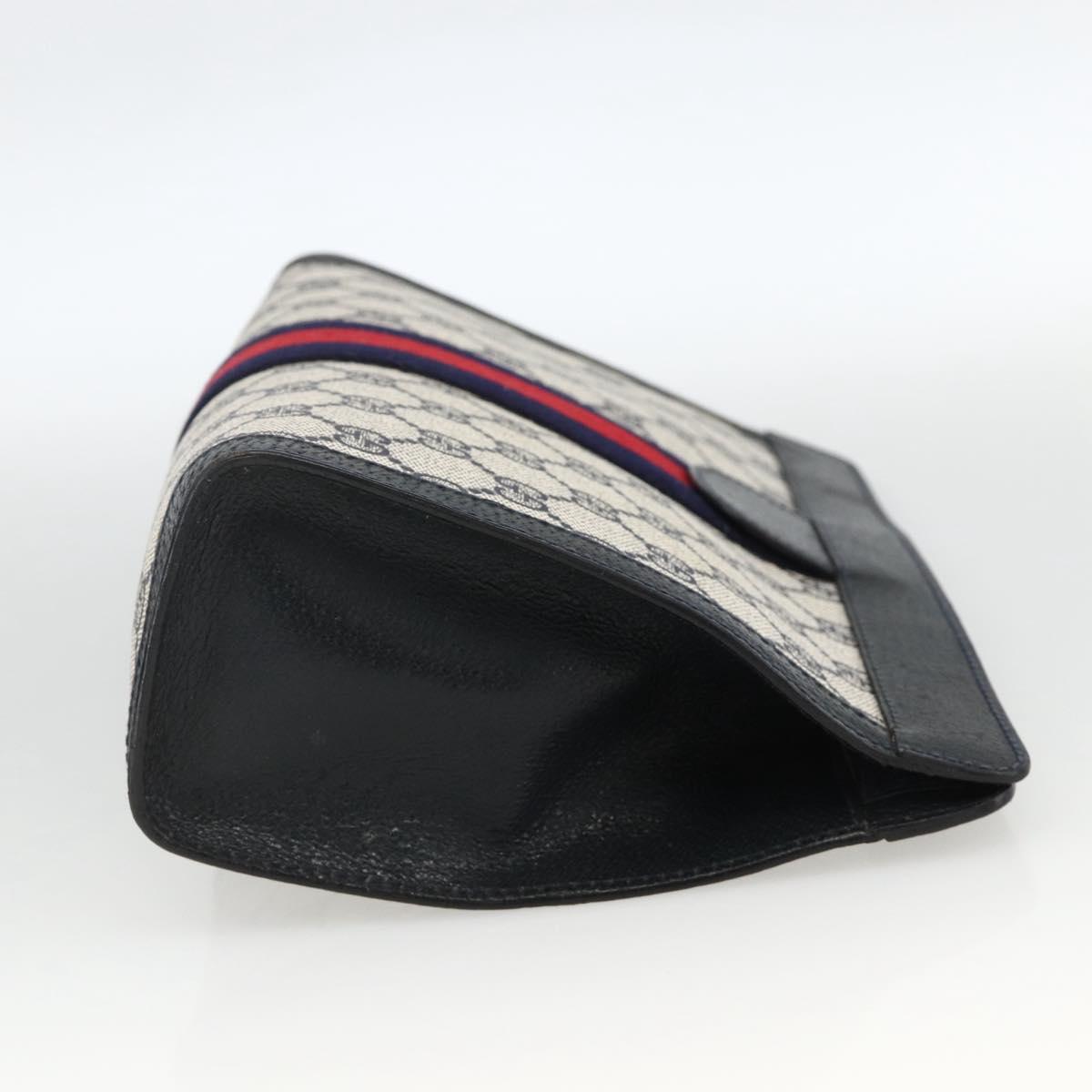 GUCCI GG Supreme Sherry Line Clutch Bag PVC Navy Red 89 01 002 Auth ka3487