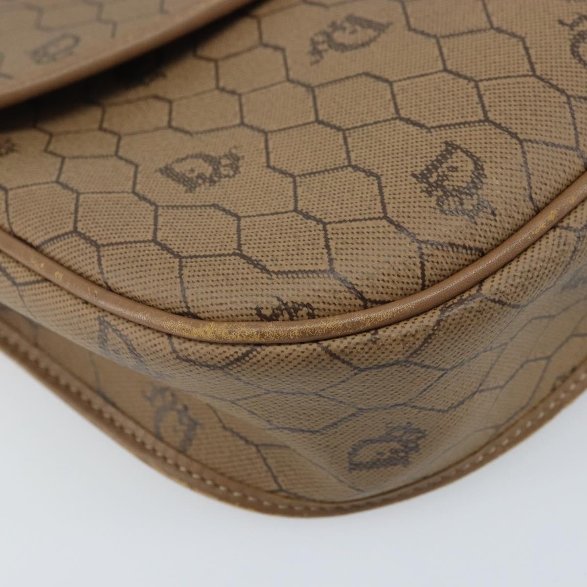 Christian Dior Honeycomb Canvas Shoulder Bag PVC Beige Gold Auth ka3491