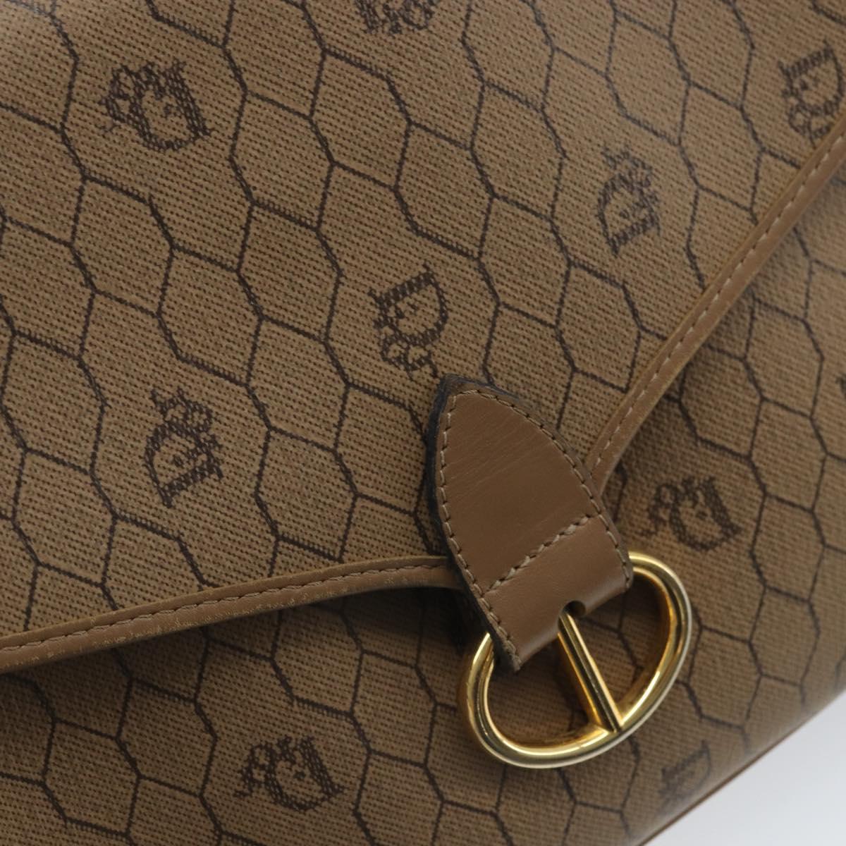 Christian Dior Honeycomb Canvas Shoulder Bag PVC Beige Gold Auth ka3491