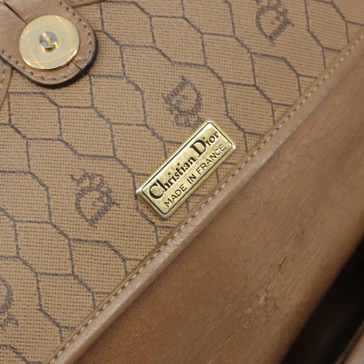 Christian Dior Honeycomb Canvas Shoulder Bag PVC Beige Gold Auth ka3491