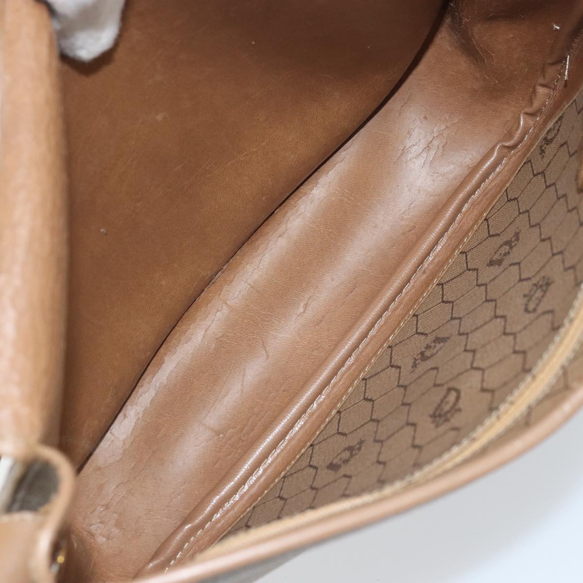 Christian Dior Honeycomb Canvas Shoulder Bag PVC Beige Gold Auth ka3491