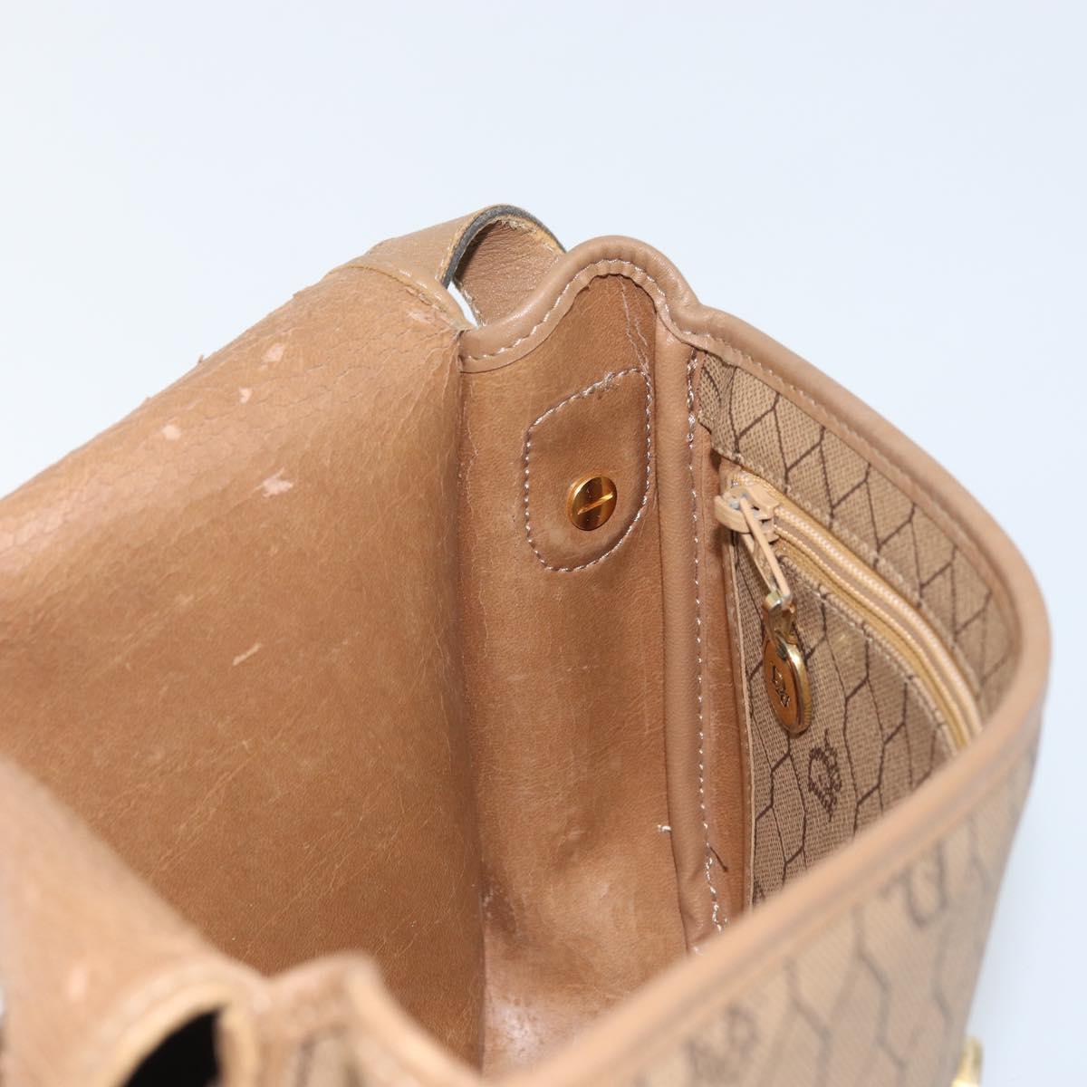 Christian Dior Honeycomb Canvas Shoulder Bag PVC Beige Gold Auth ka3491
