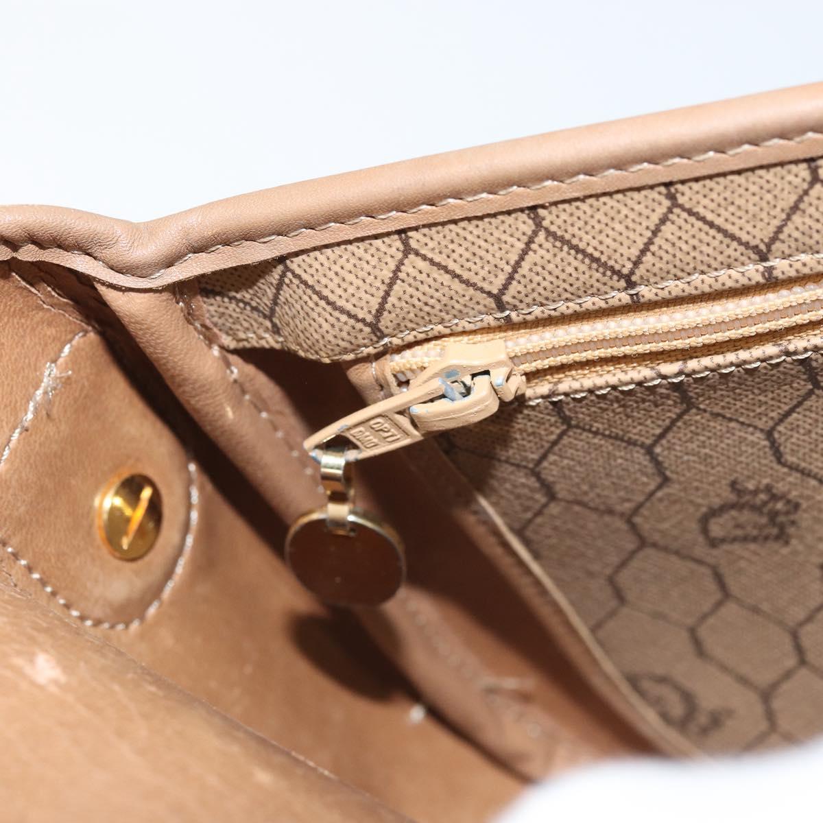 Christian Dior Honeycomb Canvas Shoulder Bag PVC Beige Gold Auth ka3491