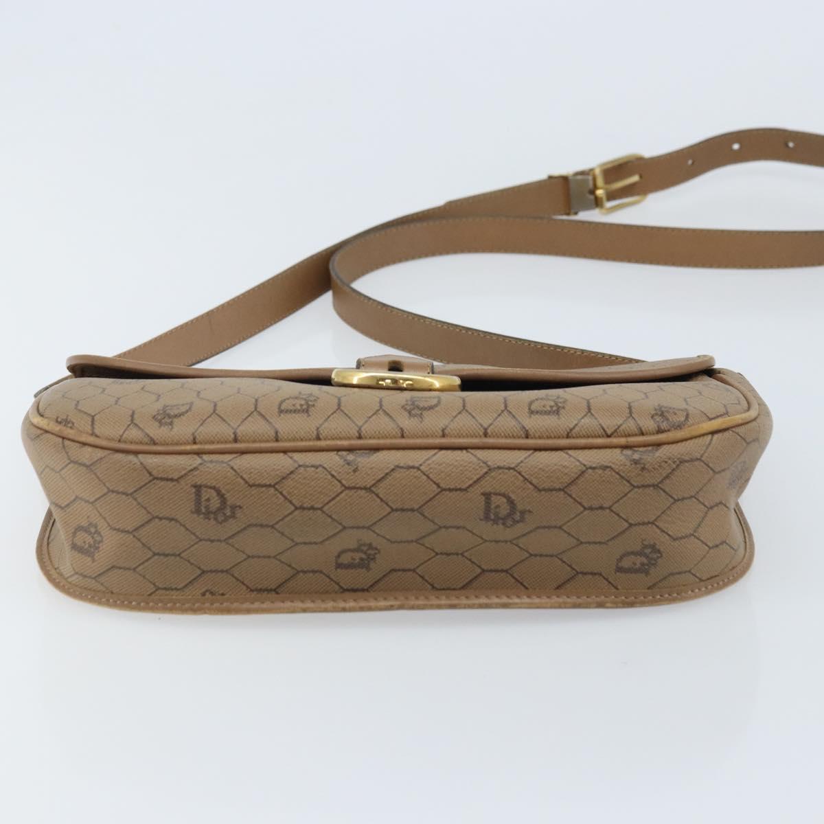 Christian Dior Honeycomb Canvas Shoulder Bag PVC Beige Gold Auth ka3491