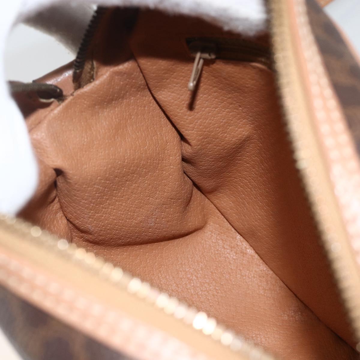 CELINE Macadam Canvas Shoulder Bag PVC Leather Brown Gold Auth ka3495A