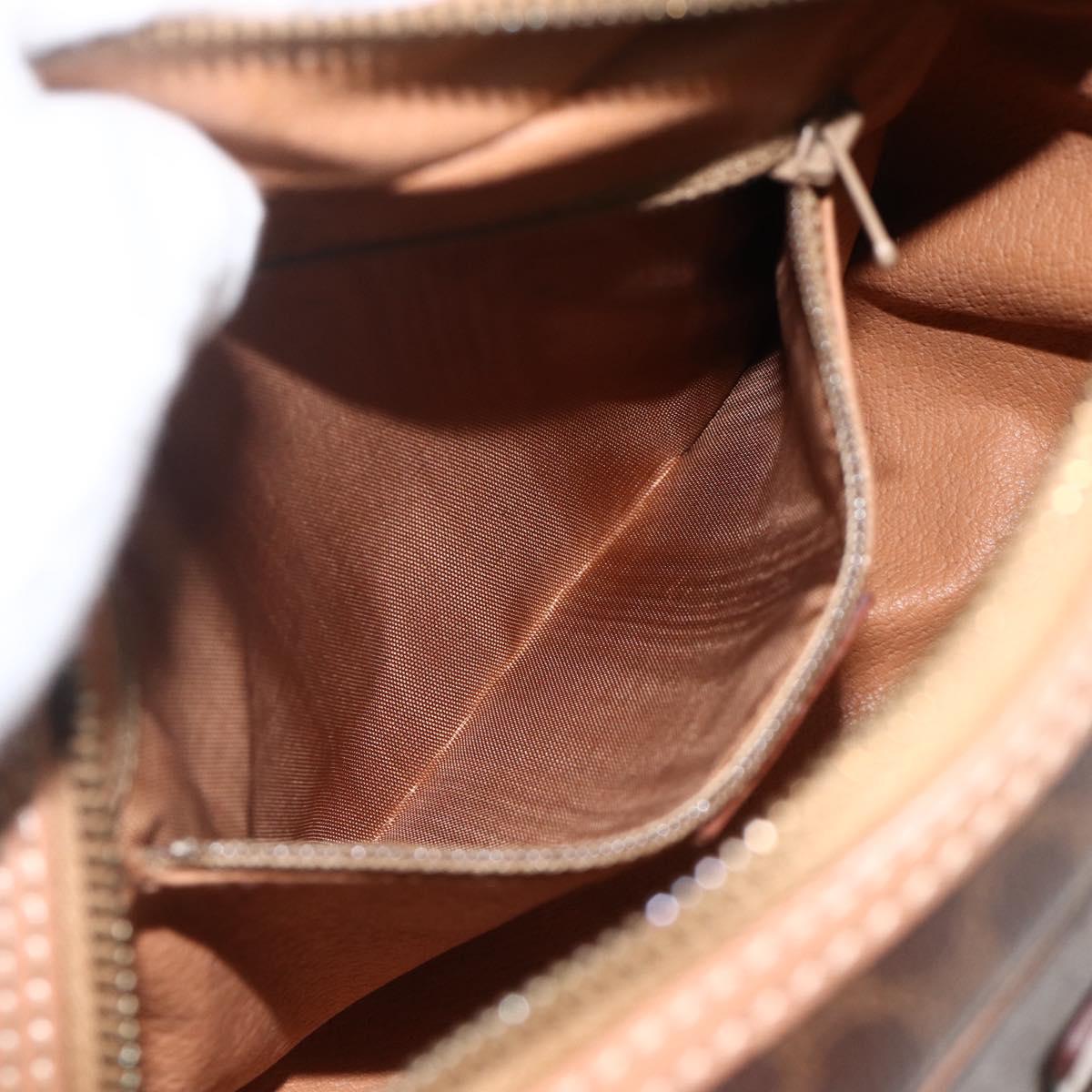 CELINE Macadam Canvas Shoulder Bag PVC Leather Brown Gold Auth ka3495A