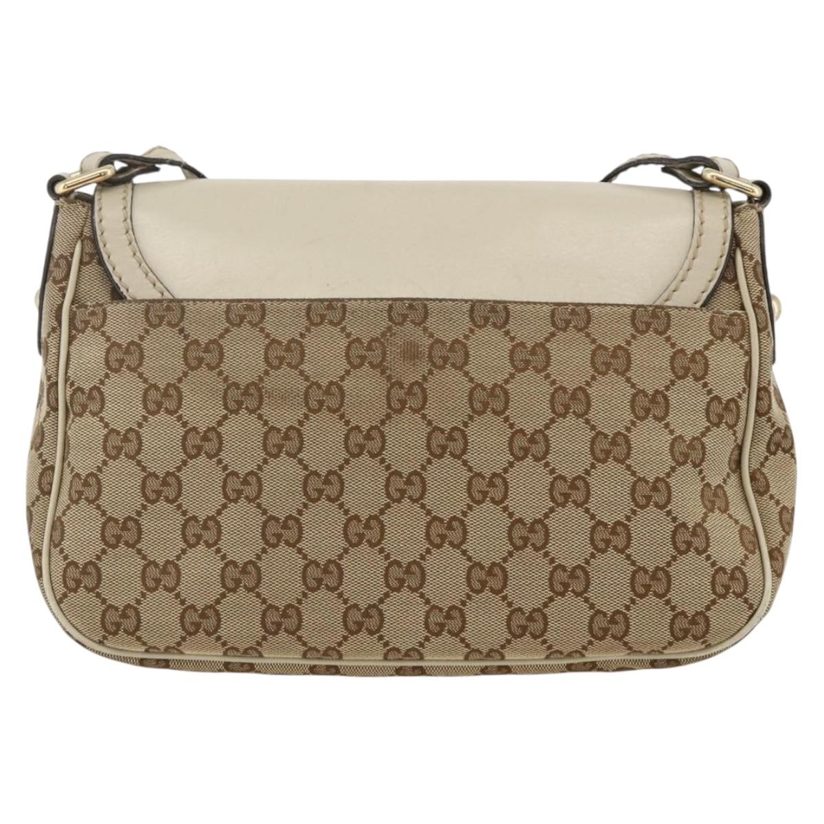 GUCCI GG Canvas Shoulder Bag Beige Gold 308452 Auth ka3497