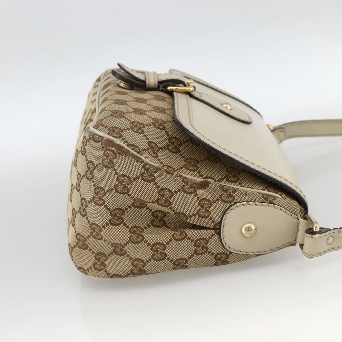 GUCCI GG Canvas Shoulder Bag Beige Gold 308452 Auth ka3497
