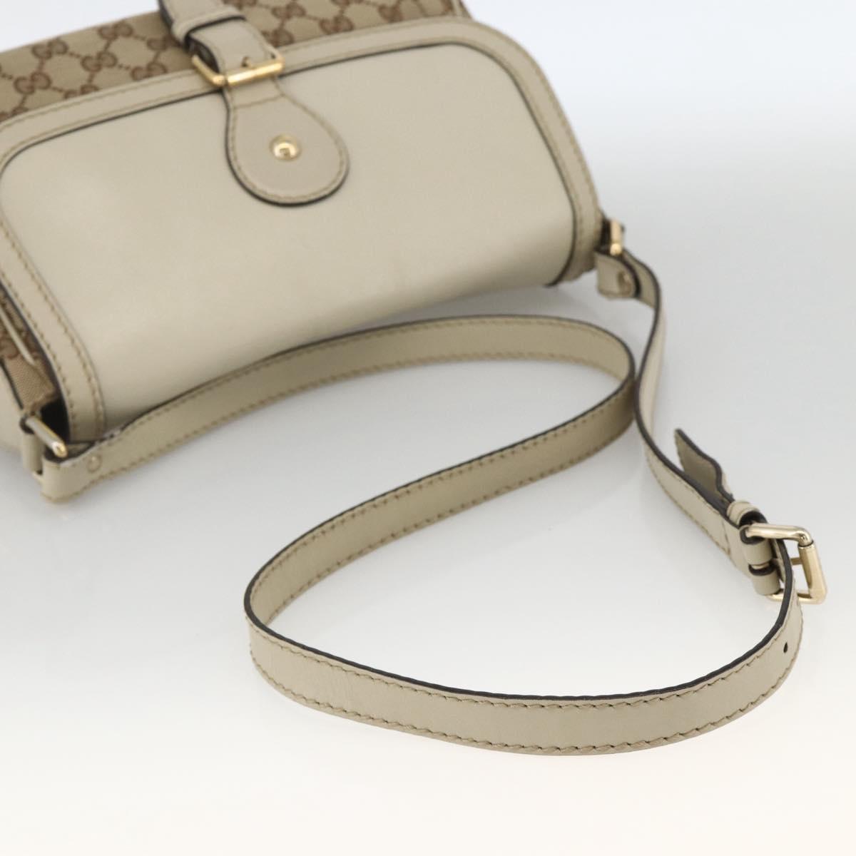 GUCCI GG Canvas Shoulder Bag Beige Gold 308452 Auth ka3497