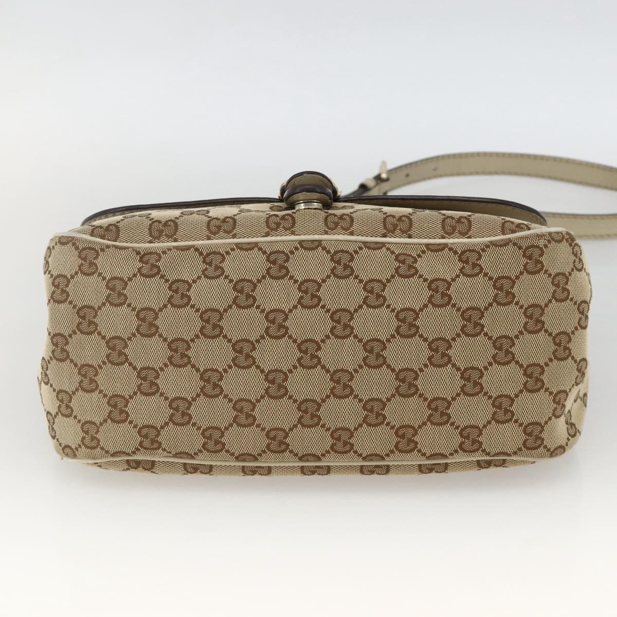 GUCCI GG Canvas Shoulder Bag Beige Gold 308452 Auth ka3497