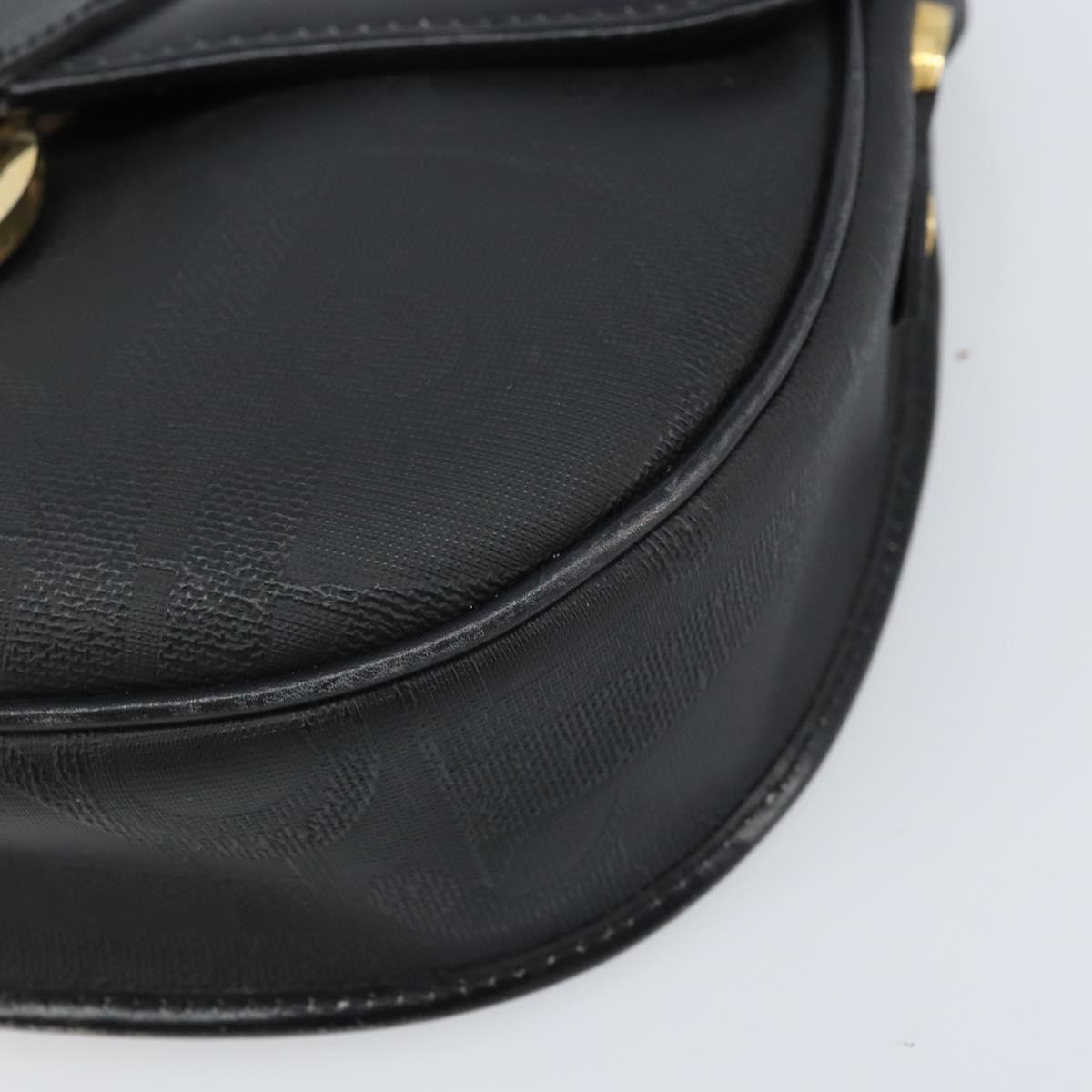 Christian Dior Trotter Canvas Shoulder Bag PVC Black Gold Auth ka3498A