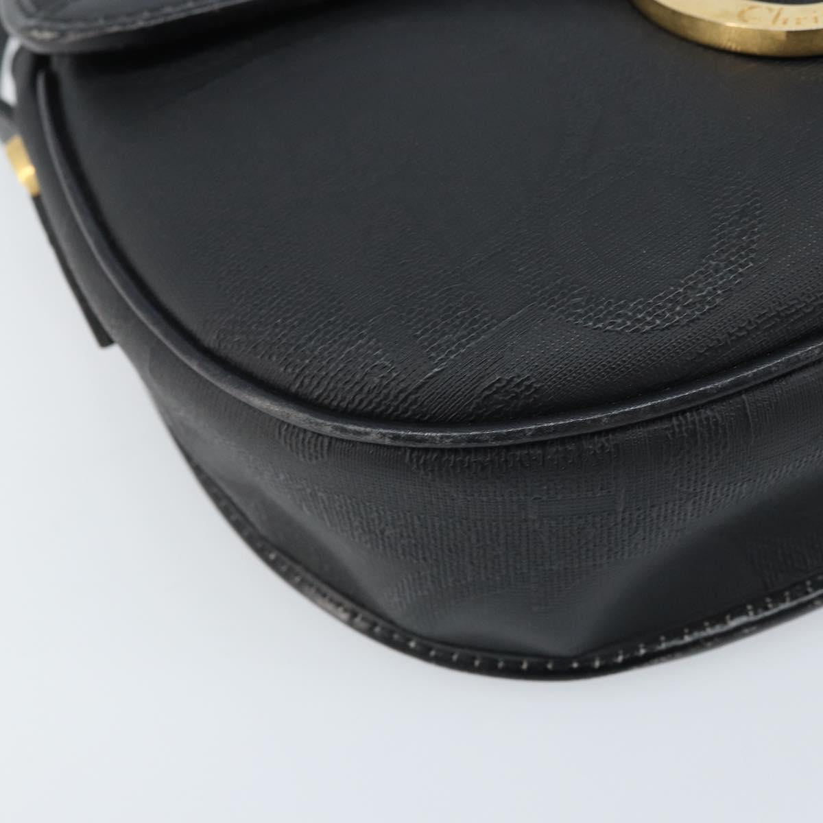 Christian Dior Trotter Canvas Shoulder Bag PVC Black Gold Auth ka3498A