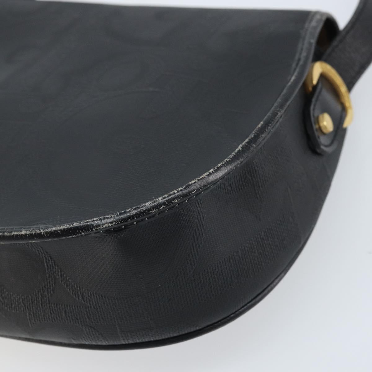 Christian Dior Trotter Canvas Shoulder Bag PVC Black Gold Auth ka3498A