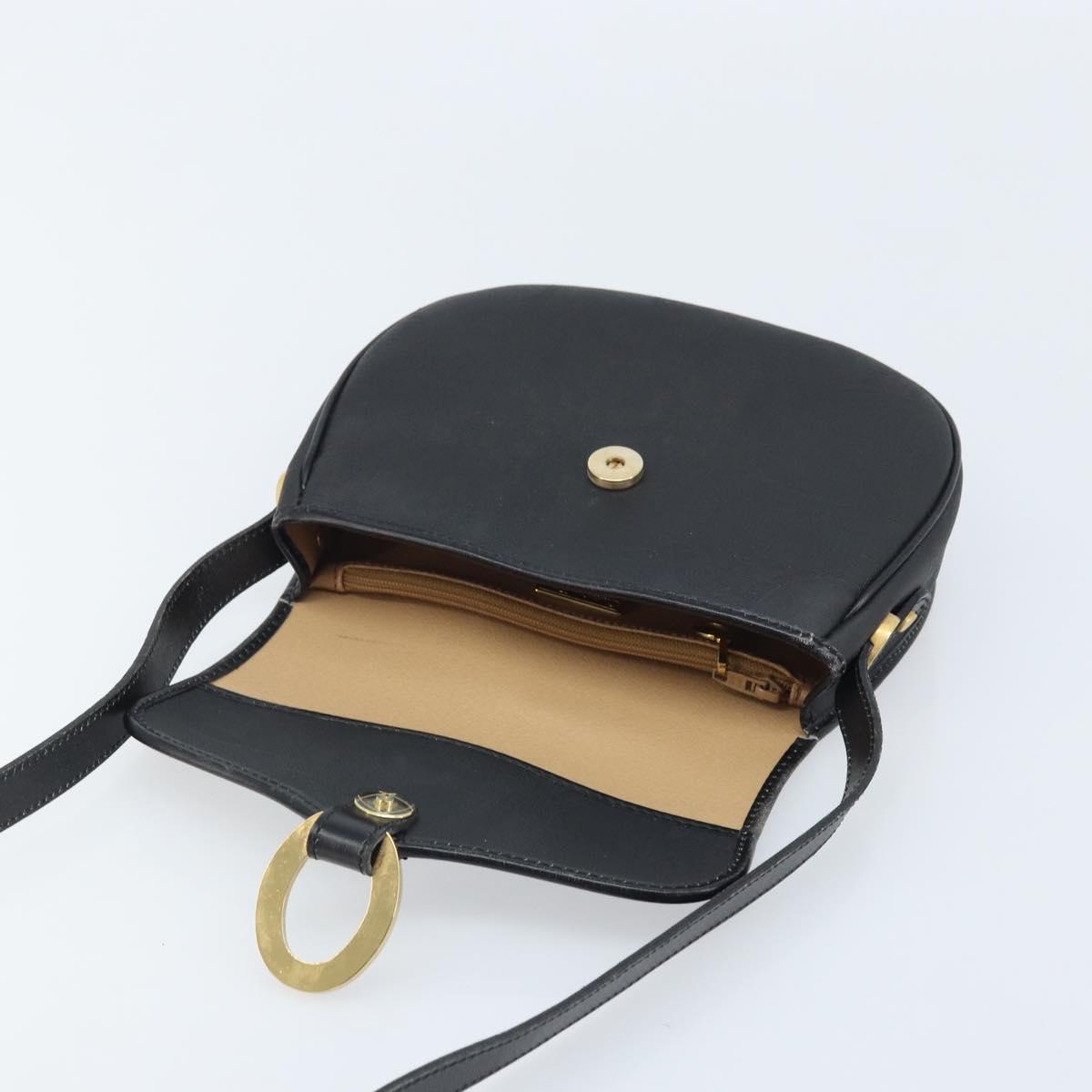 Christian Dior Trotter Canvas Shoulder Bag PVC Black Gold Auth ka3498A