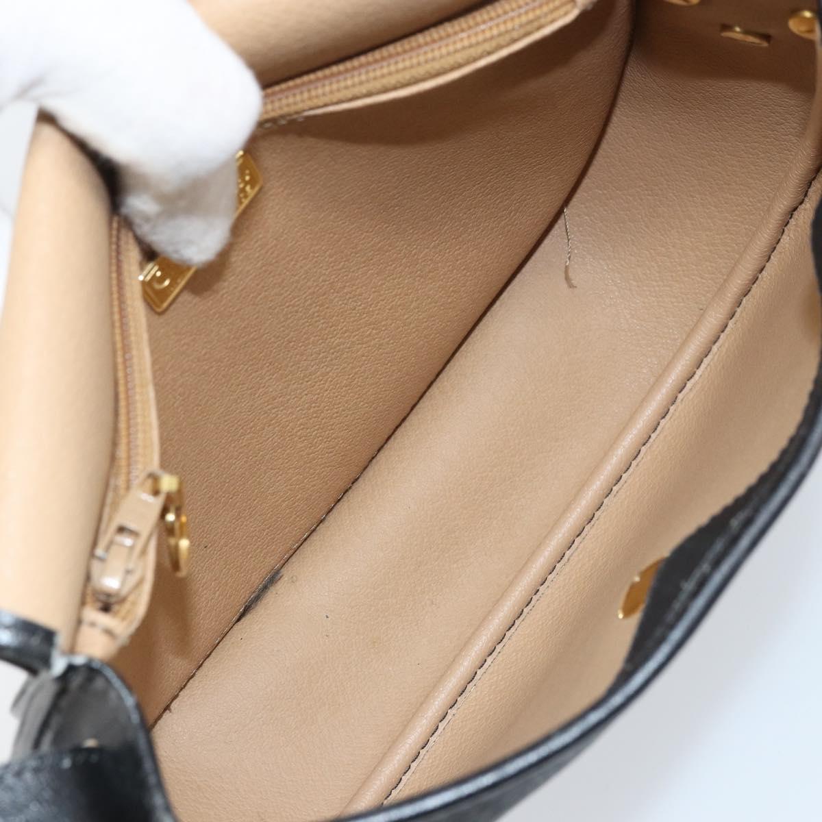 Christian Dior Trotter Canvas Shoulder Bag PVC Black Gold Auth ka3498A