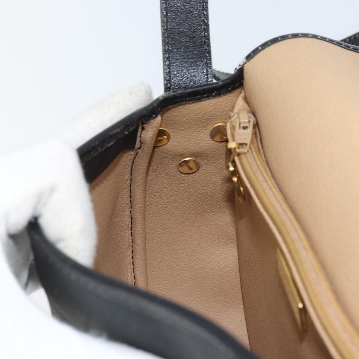 Christian Dior Trotter Canvas Shoulder Bag PVC Black Gold Auth ka3498A