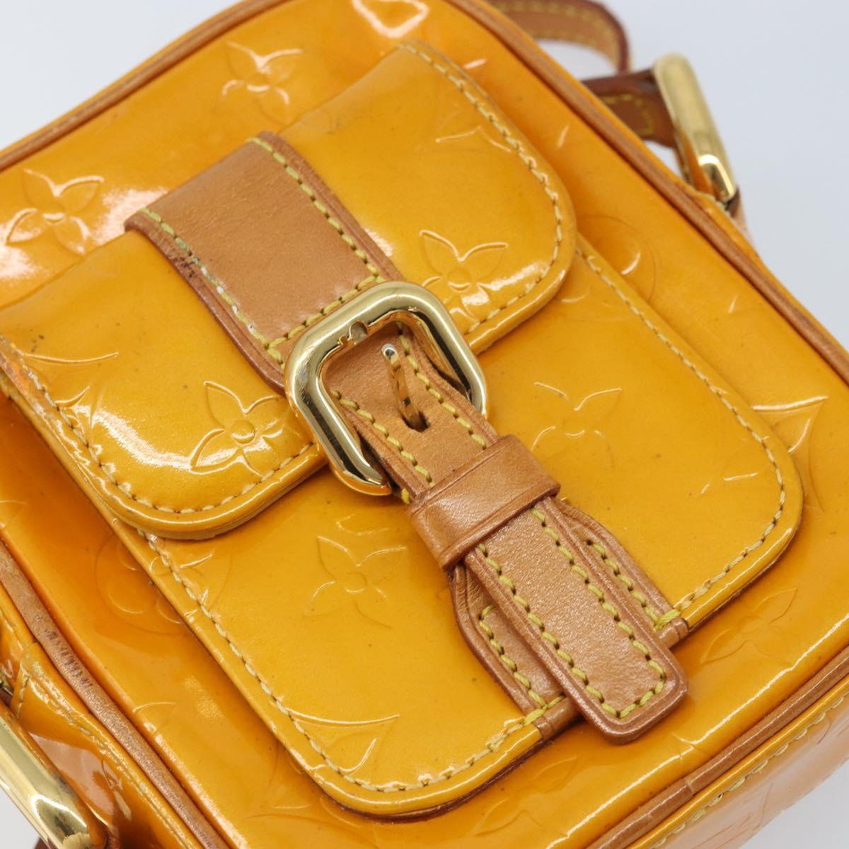 LOUIS VUITTON Monogram Vernis Christie PM Shoulder Bag Jaune M91110 Auth ka3499