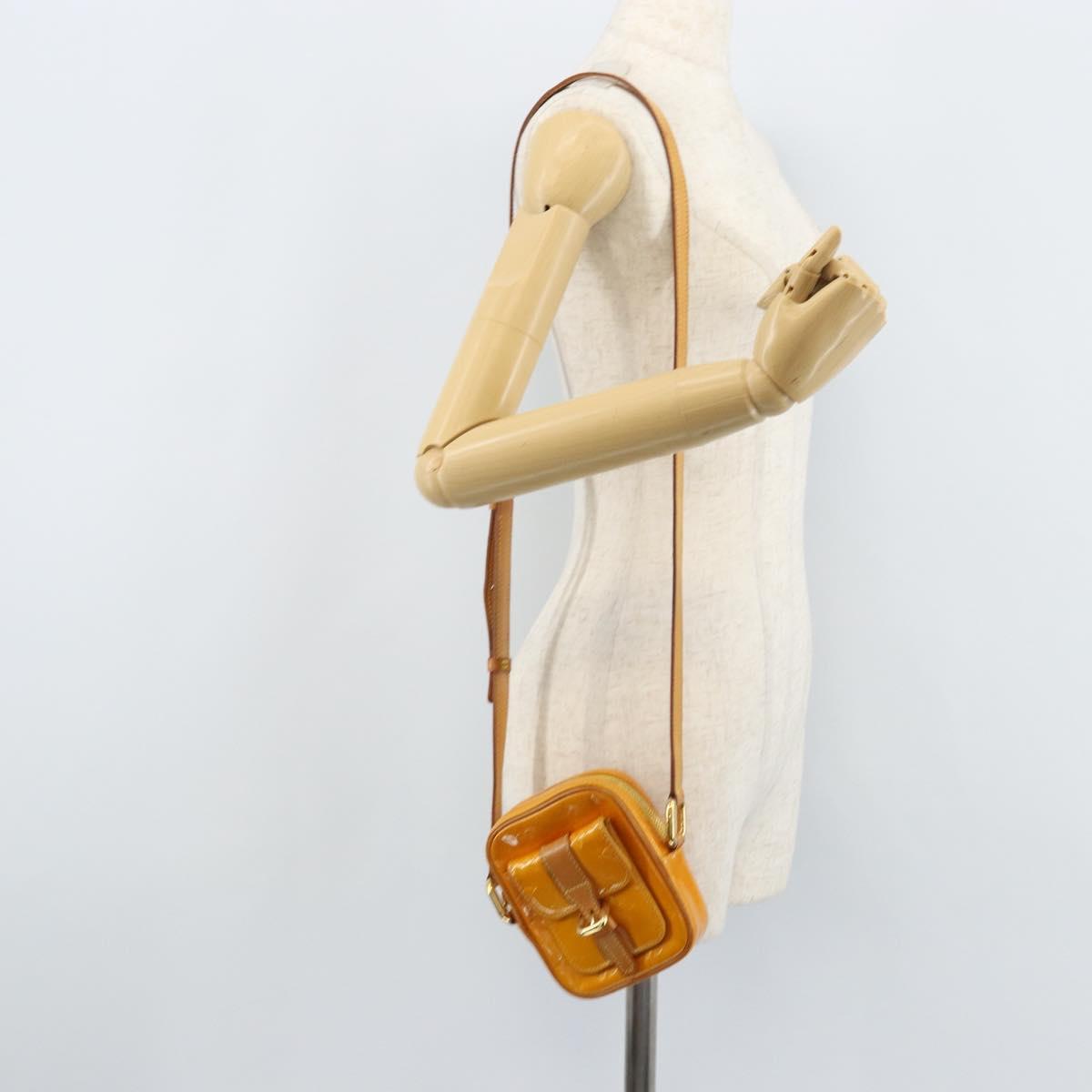 LOUIS VUITTON Monogram Vernis Christie PM Shoulder Bag Jaune M91110 Auth ka3499