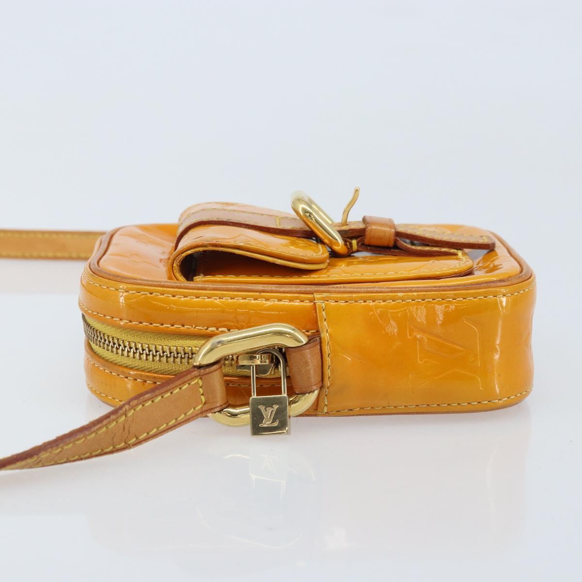 LOUIS VUITTON Monogram Vernis Christie PM Shoulder Bag Jaune M91110 Auth ka3499