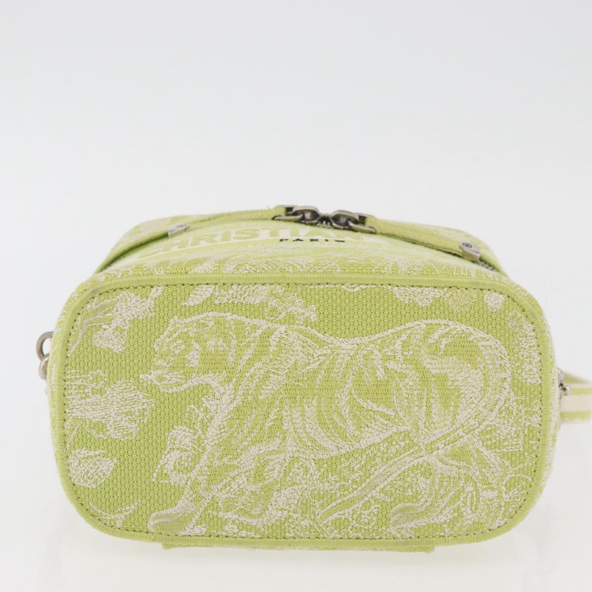 Christian Dior Toile d'Eau Vanity Bag Jacquard 2way Green Silver Auth ka3505M