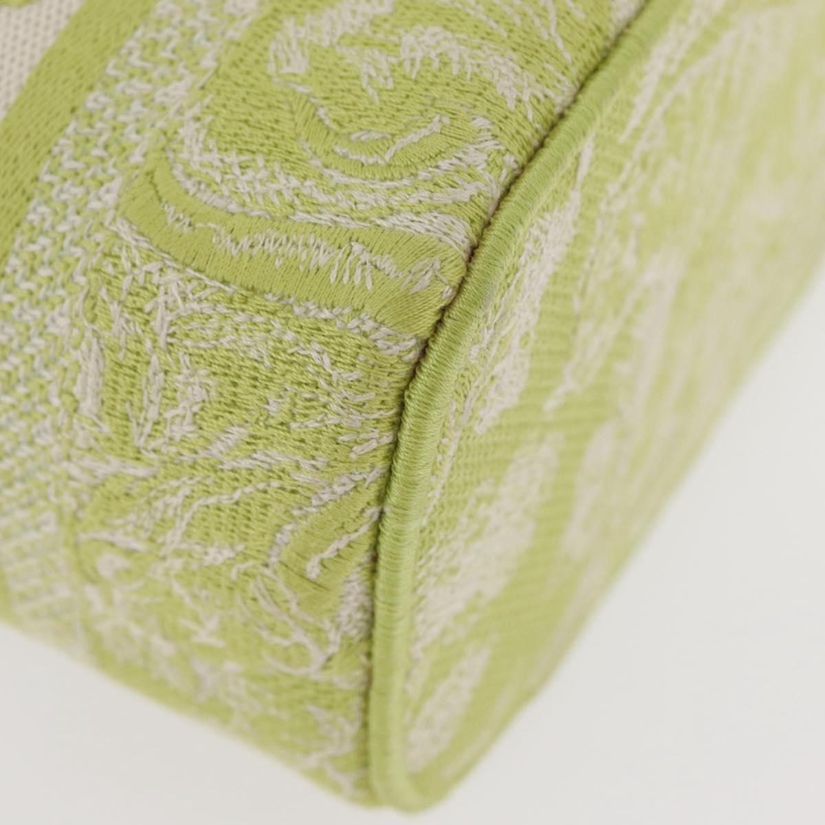 Christian Dior Toile d'Eau Vanity Bag Jacquard 2way Green Silver Auth ka3505M