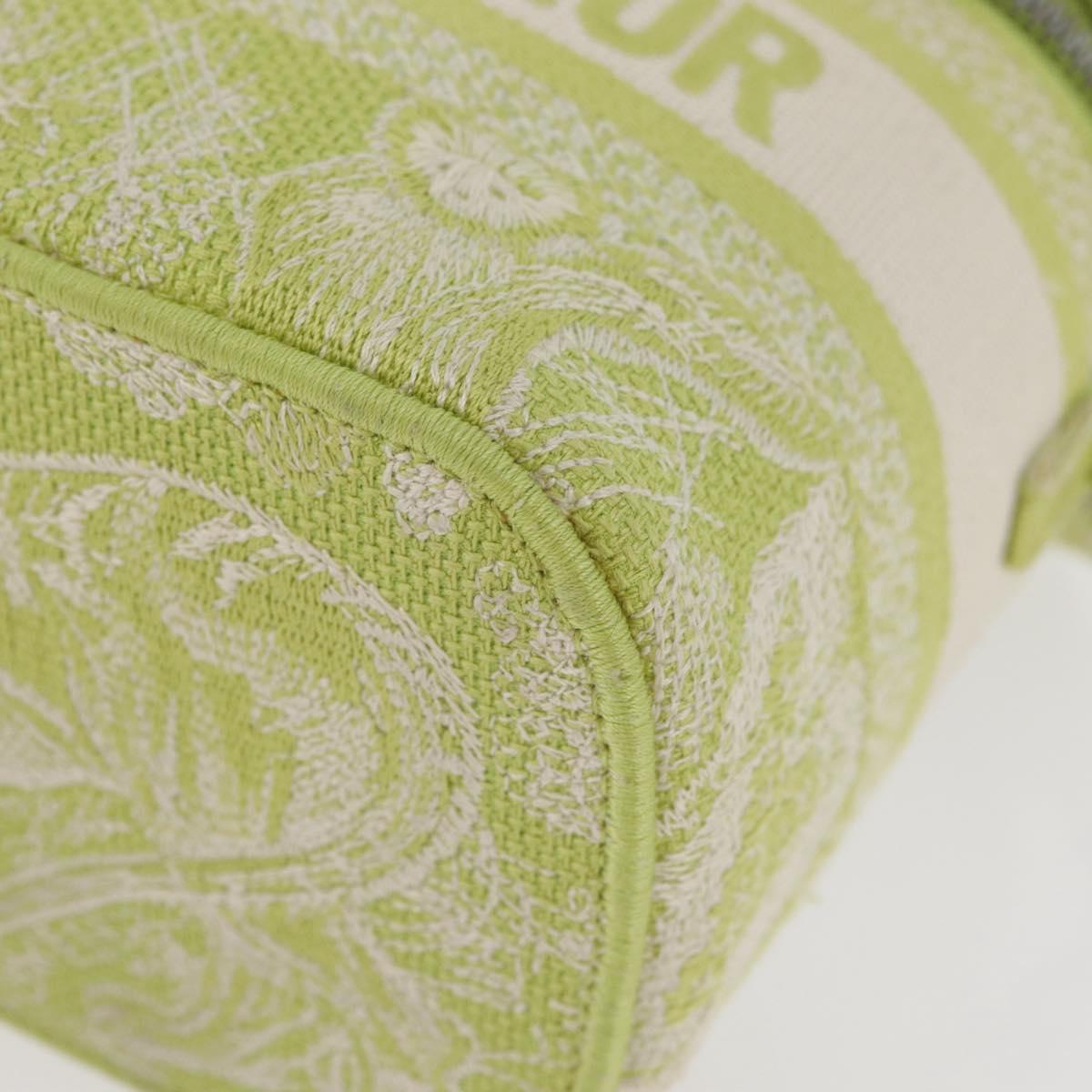 Christian Dior Toile d'Eau Vanity Bag Jacquard 2way Green Silver Auth ka3505M