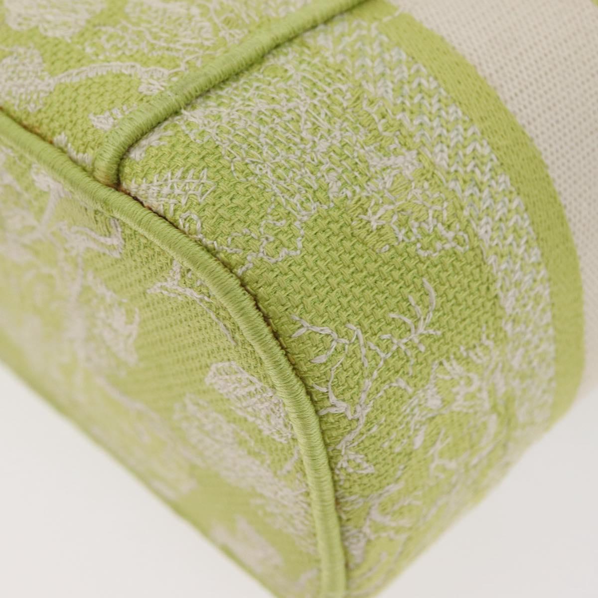 Christian Dior Toile d'Eau Vanity Bag Jacquard 2way Green Silver Auth ka3505M