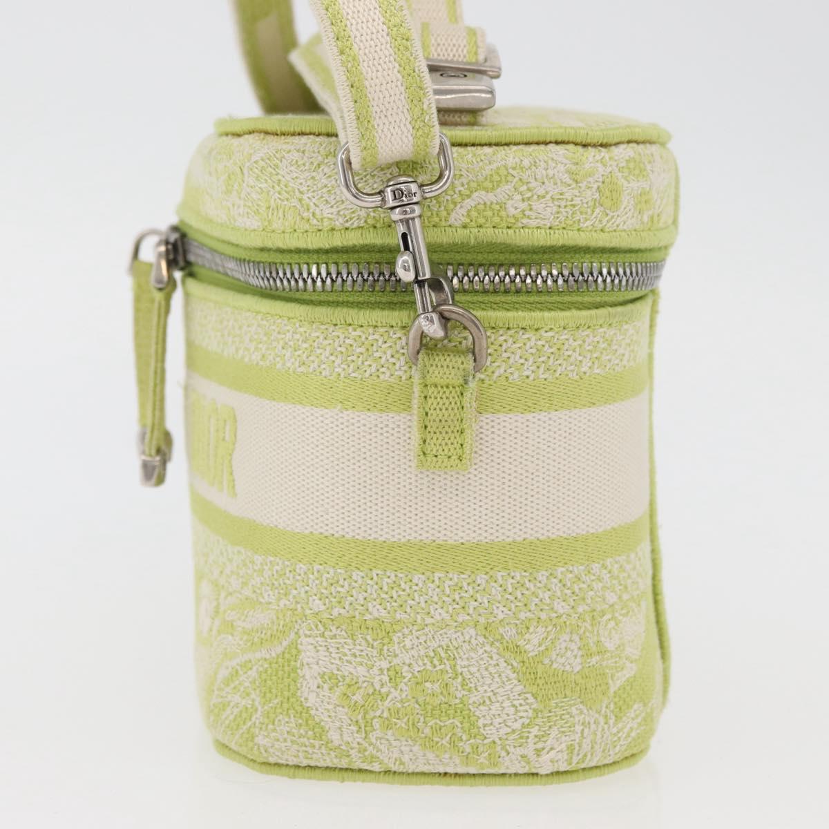 Christian Dior Toile d'Eau Vanity Bag Jacquard 2way Green Silver Auth ka3505M