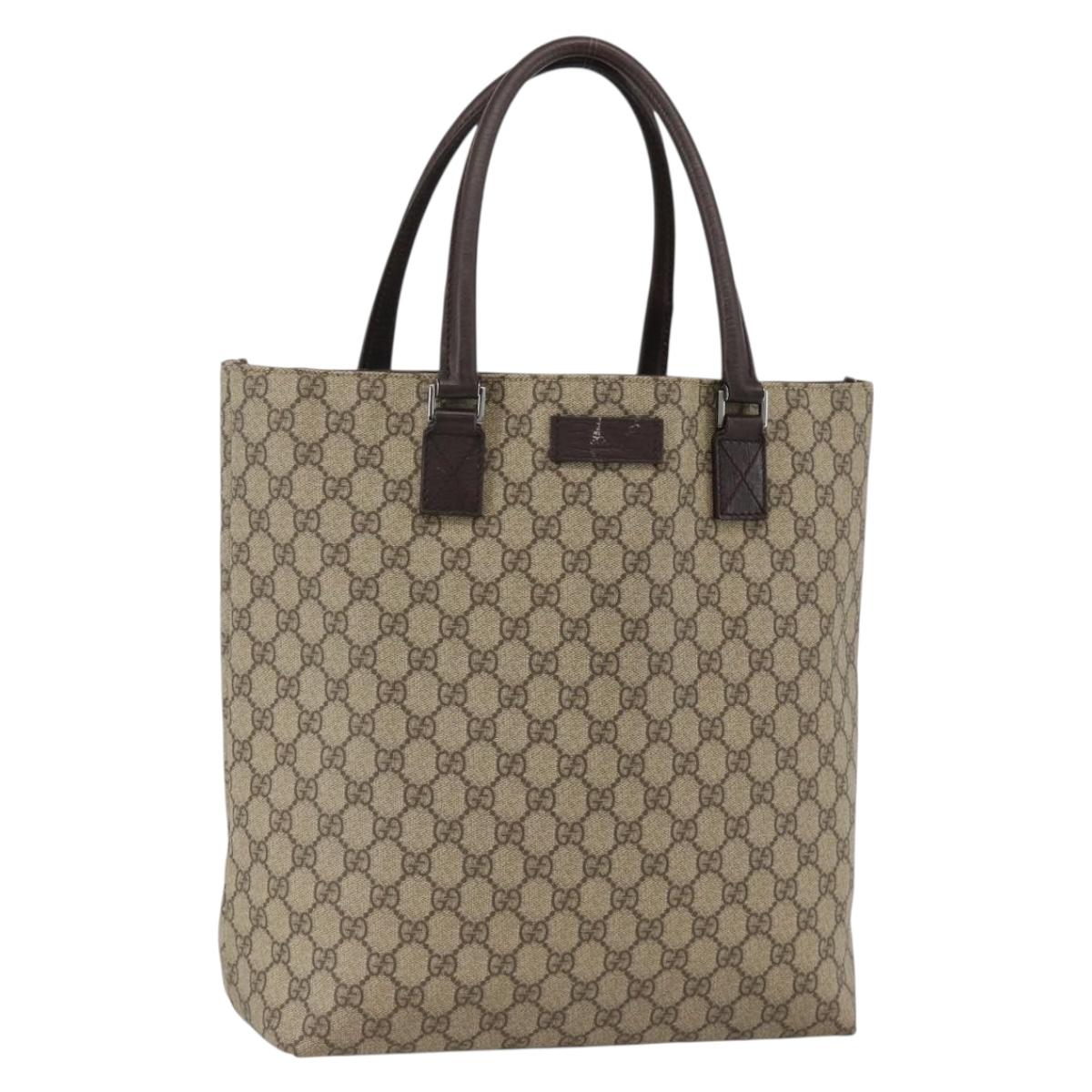 GUCCI GG Supreme Hand Bag PVC Beige Silver 131220 Auth ka3507