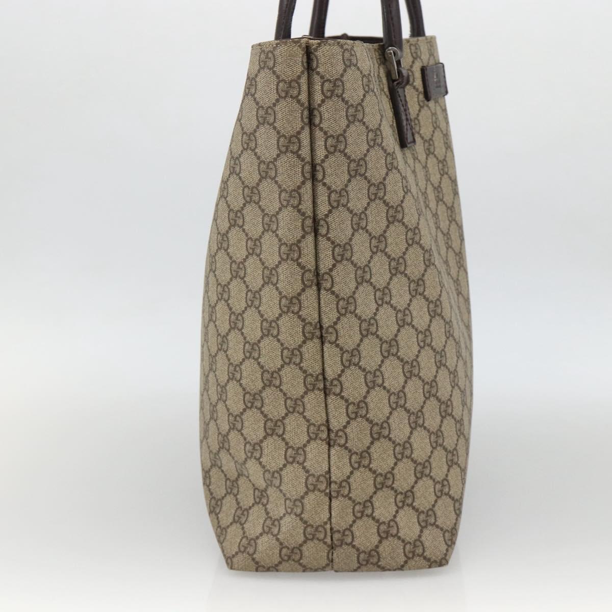 GUCCI GG Supreme Hand Bag PVC Beige Silver 131220 Auth ka3507