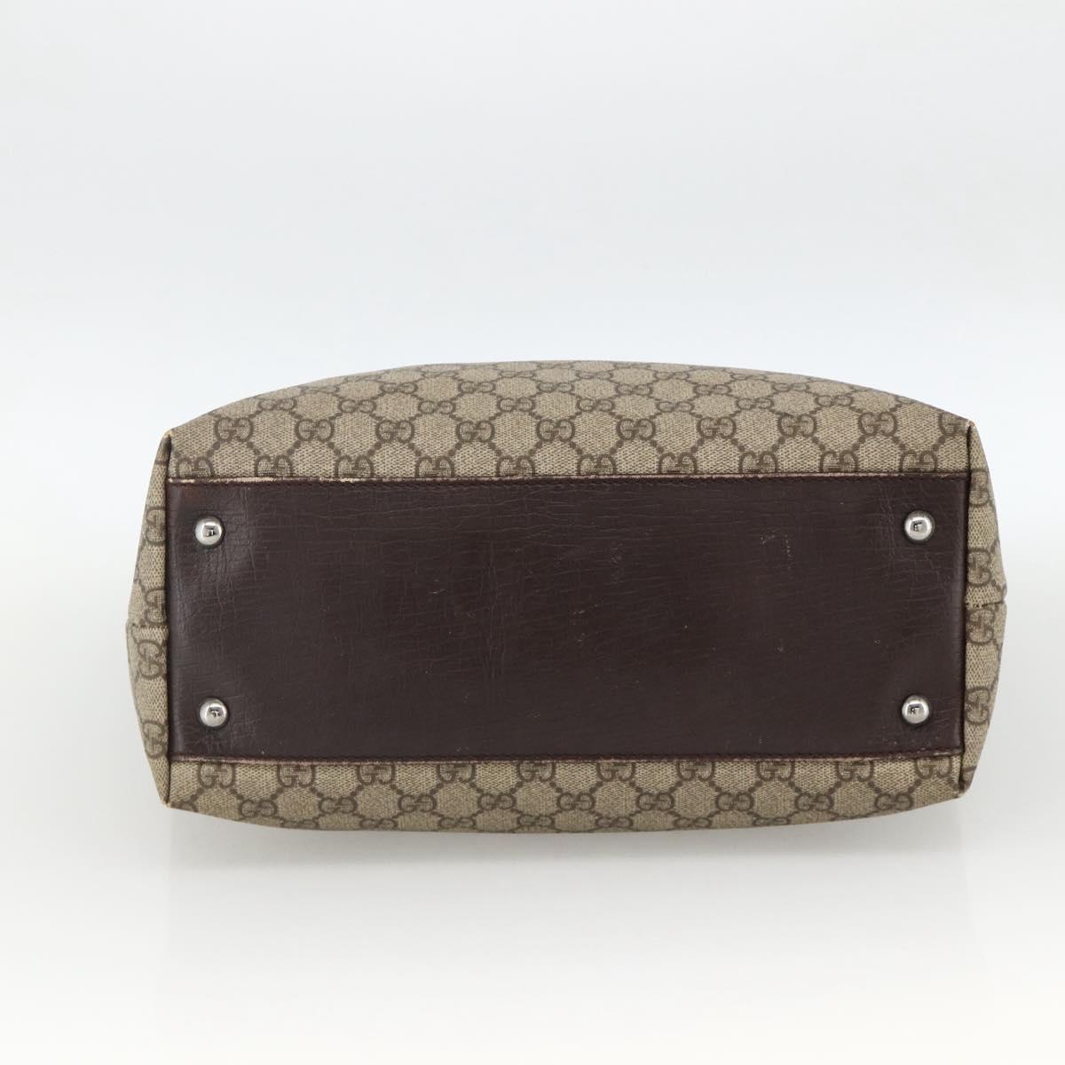 GUCCI GG Supreme Hand Bag PVC Beige Silver 131220 Auth ka3507