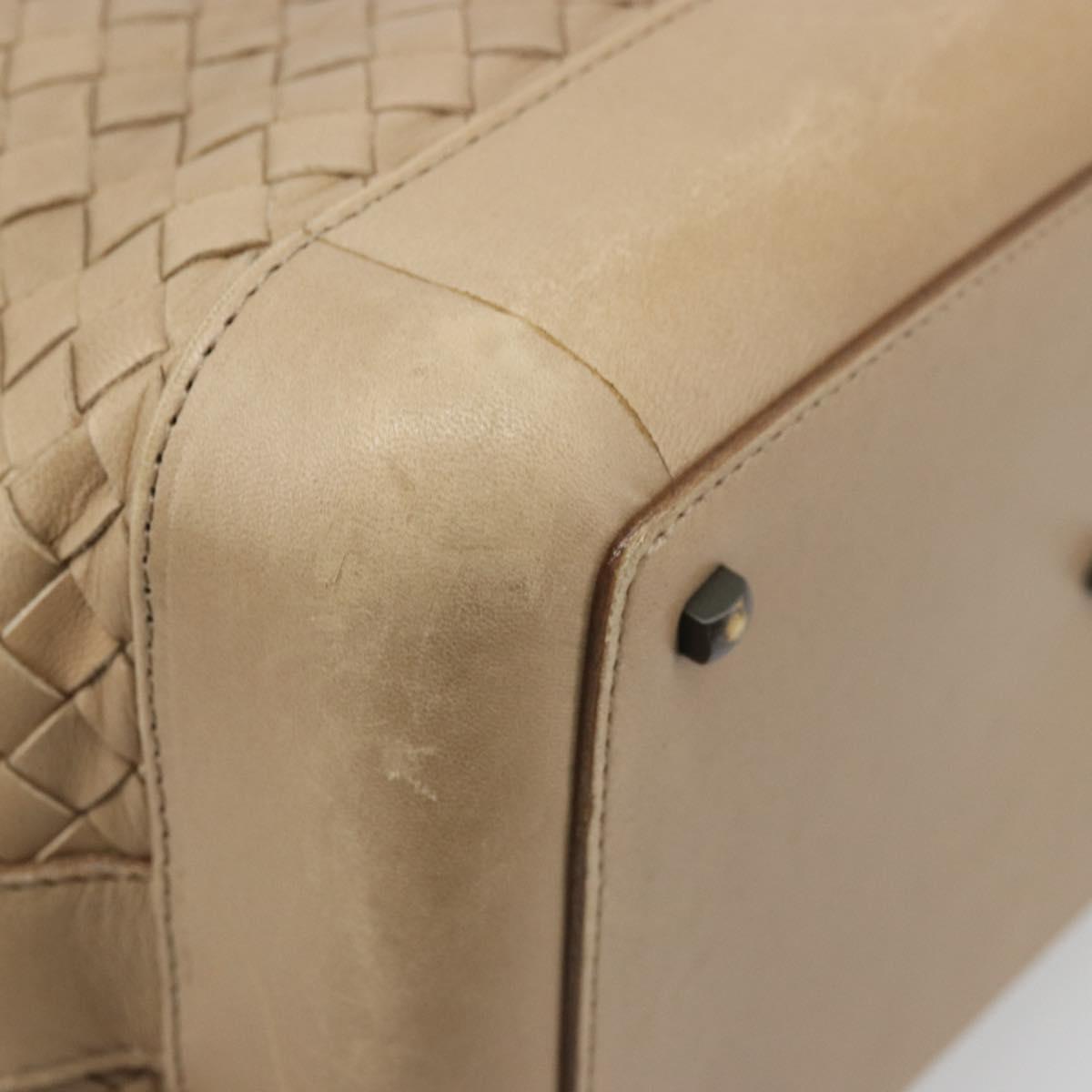 BOTTEGA VENETA INTRECCIATO Shoulder Bag Leather Beige Auth ka3508A