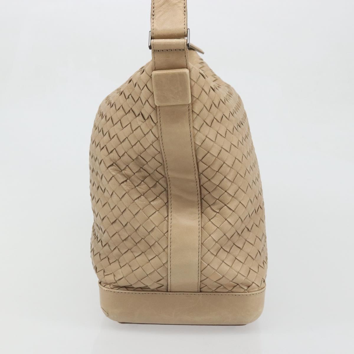 BOTTEGA VENETA INTRECCIATO Shoulder Bag Leather Beige Auth ka3508A