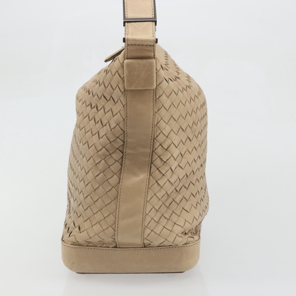 BOTTEGA VENETA INTRECCIATO Shoulder Bag Leather Beige Auth ka3508A