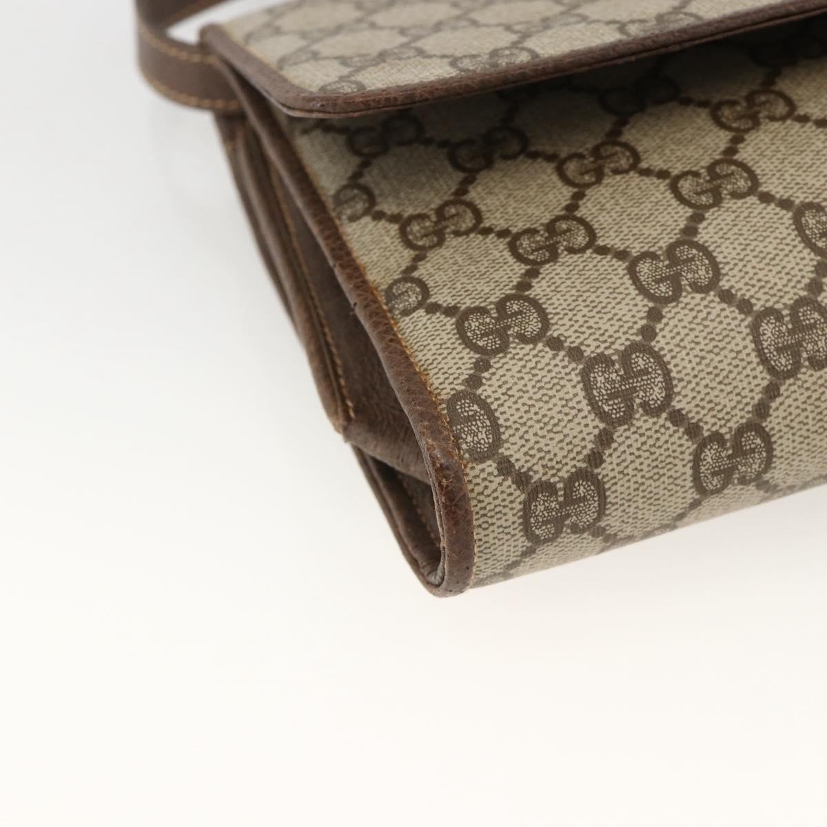 GUCCI GG Supreme Shoulder Bag PVC Beige Gold Auth ka3509