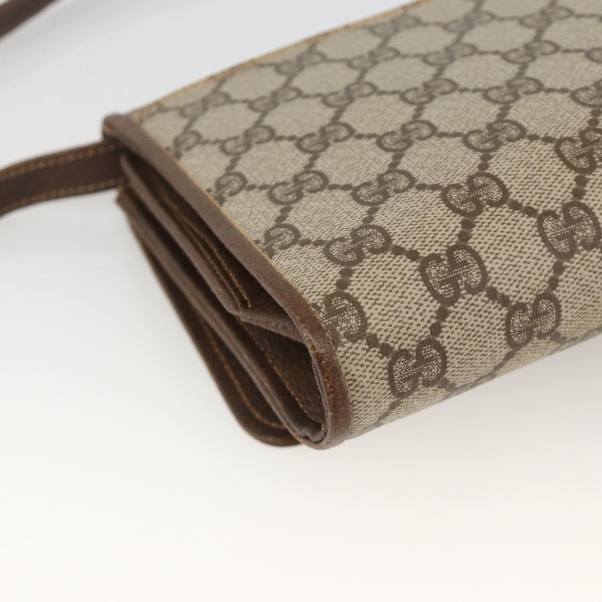 GUCCI GG Supreme Shoulder Bag PVC Beige Gold Auth ka3509