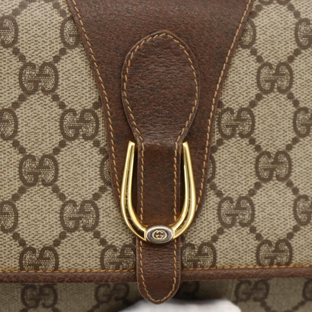 GUCCI GG Supreme Shoulder Bag PVC Beige Gold Auth ka3509