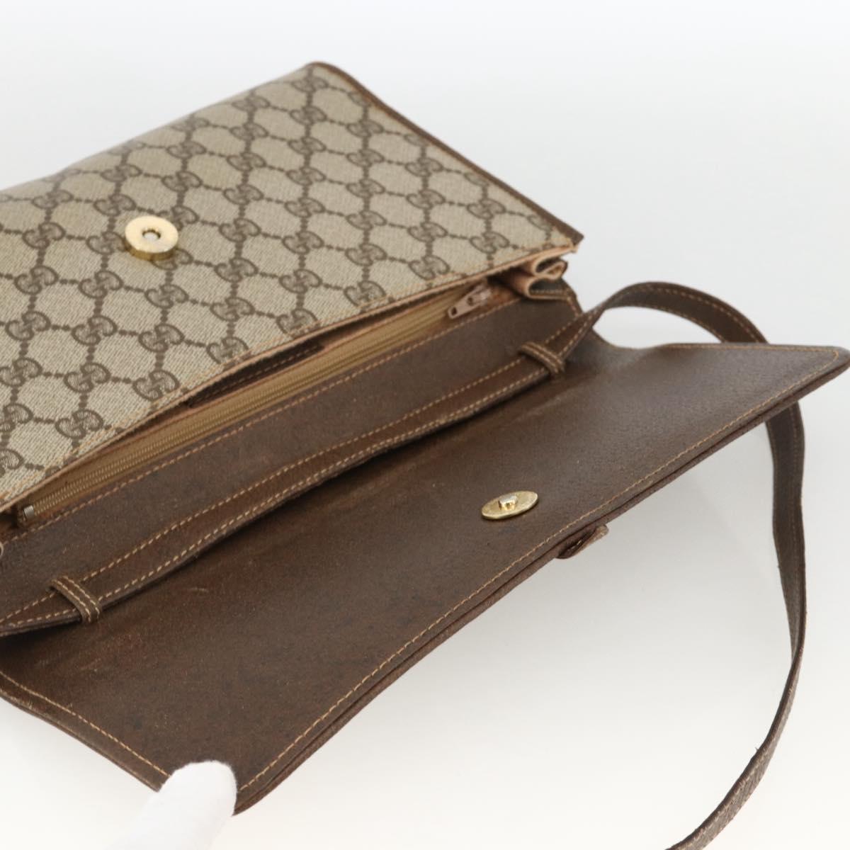 GUCCI GG Supreme Shoulder Bag PVC Beige Gold Auth ka3509