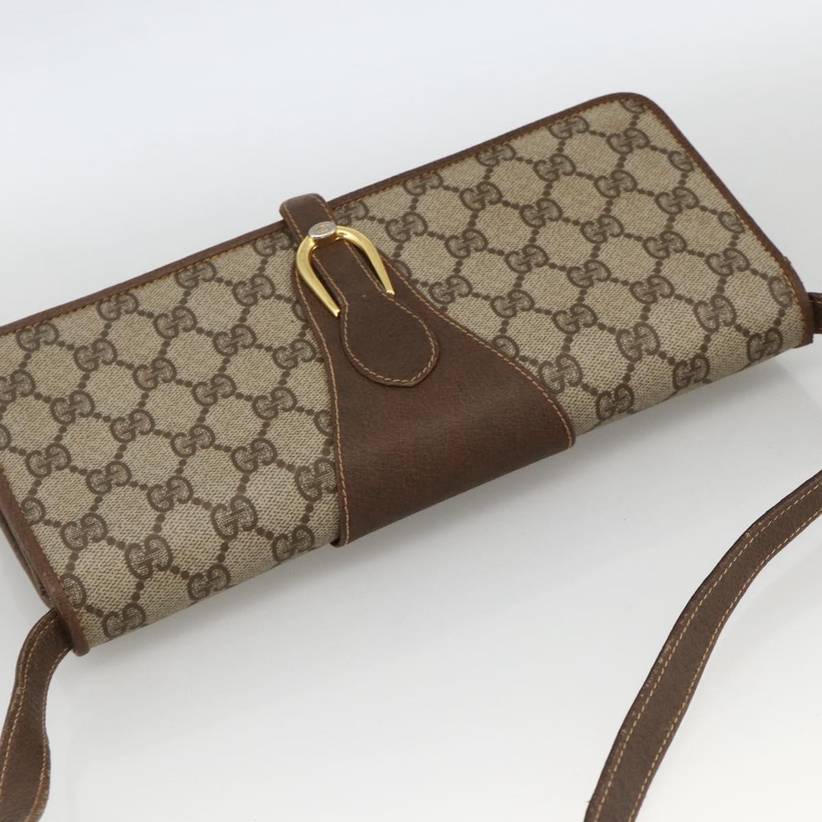GUCCI GG Supreme Shoulder Bag PVC Beige Gold Auth ka3509