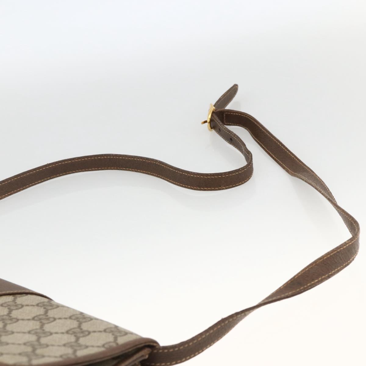 GUCCI GG Supreme Shoulder Bag PVC Beige Gold Auth ka3509