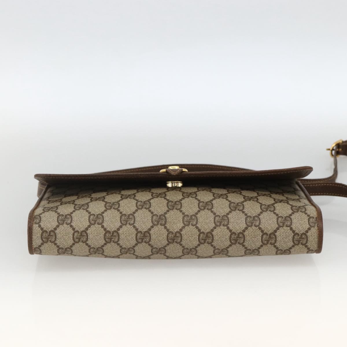 GUCCI GG Supreme Shoulder Bag PVC Beige Gold Auth ka3509