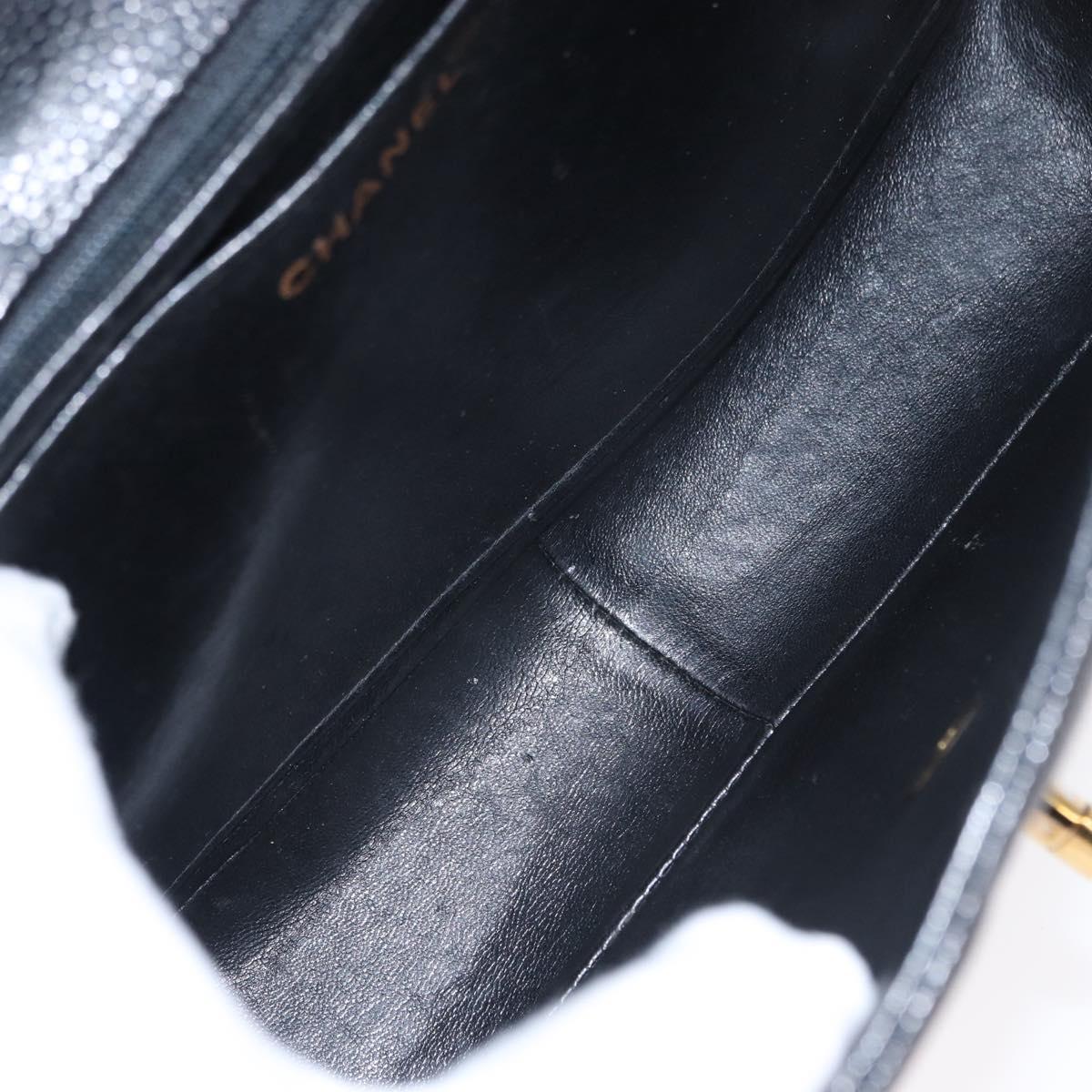 CHANEL Matelasse 30 Chain Shoulder Bag Caviar Skin Black Gold CC Auth ka350A