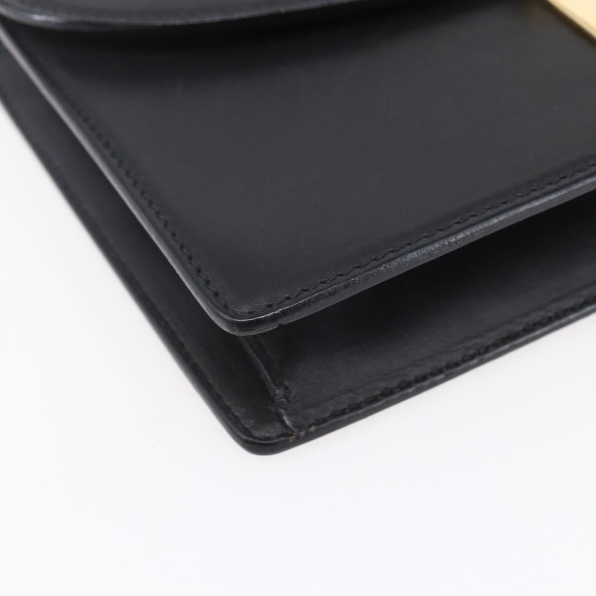 GUCCI Clutch Bag Leather Black Gold Auth ka351