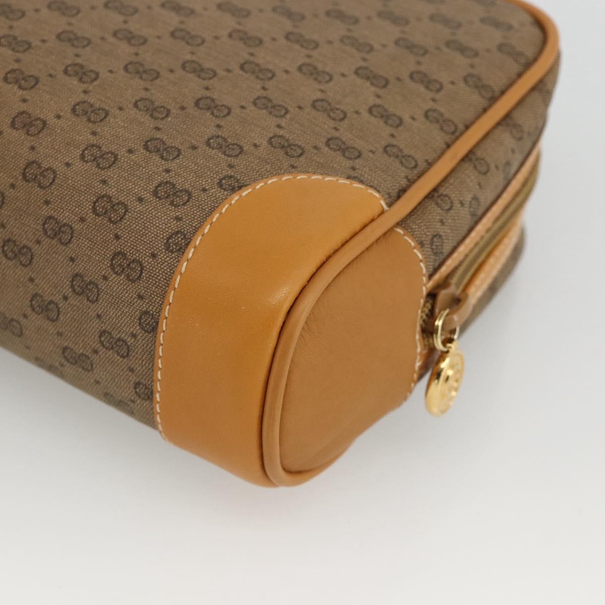 GUCCI Micro GG Supreme Clutch Bag PVC Beige Gold Auth ka3514