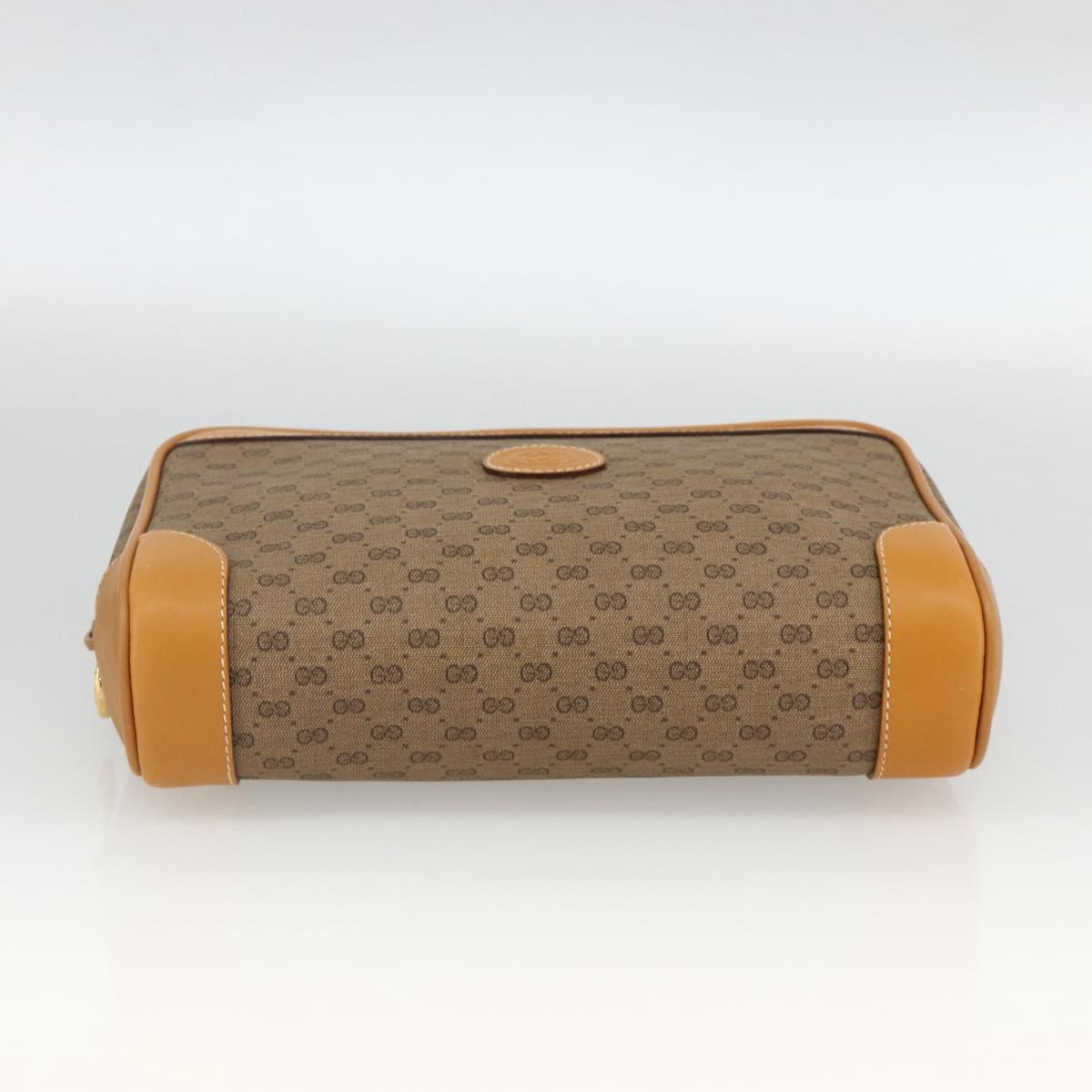 GUCCI Micro GG Supreme Clutch Bag PVC Beige Gold Auth ka3514