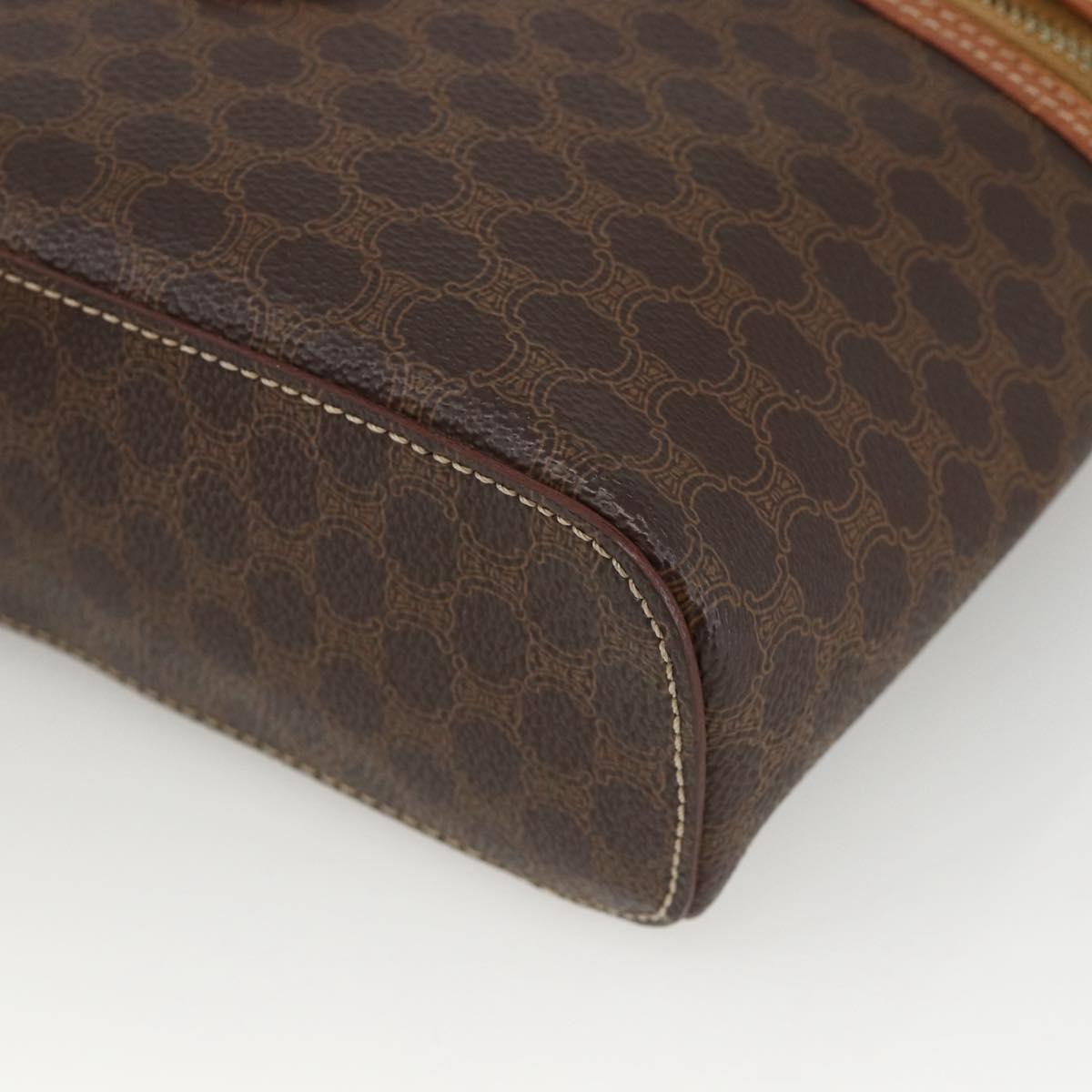 CELINE Macadam Canvas Vanity Hand Bag PVC Leather Brown Gold Auth ka3516