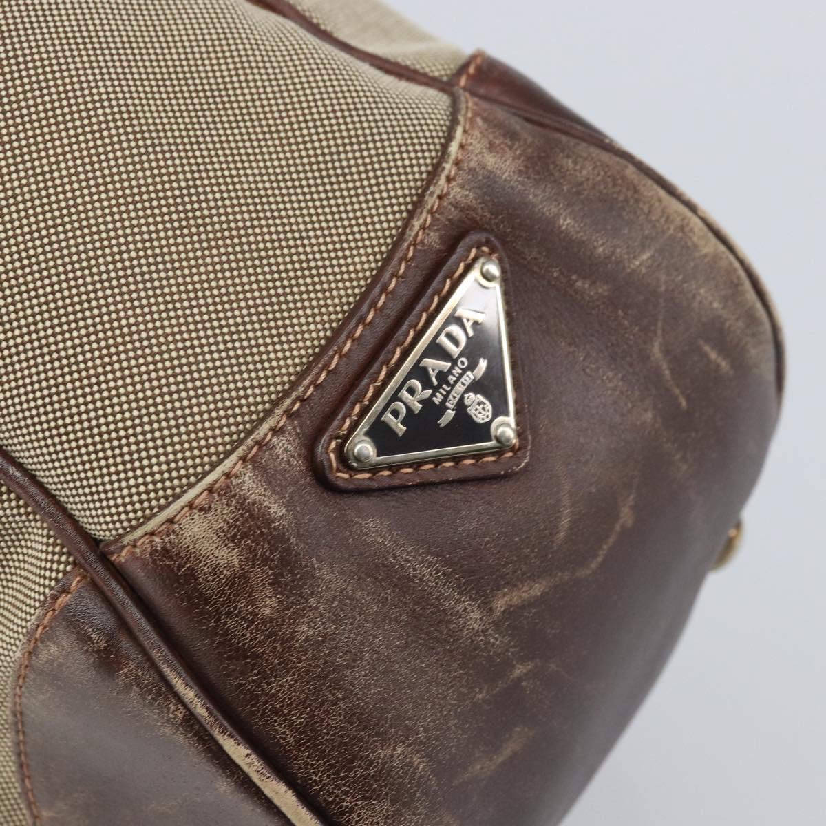 PRADA Shoulder Bag Canvas Beige Silver Auth ka3519